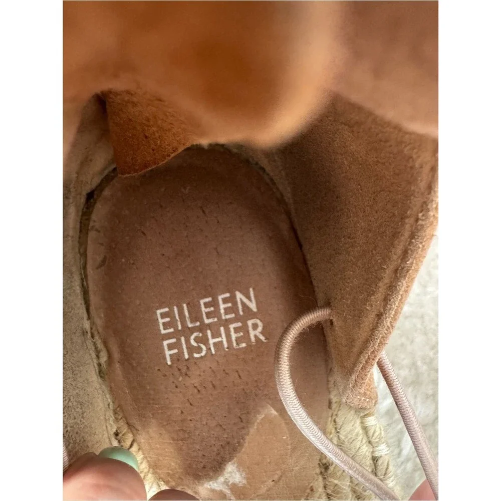Eileen Fisher Women's Lace-Up Suede Leather Espadrille Flats in Tan